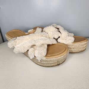 Altar’d State Platform Wedge Sandals Women’s Size 10 Wales Furry Espadrille NWOT
